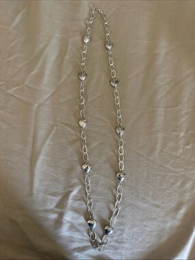 Silver Heart Link Necklace - Women's Jewelry